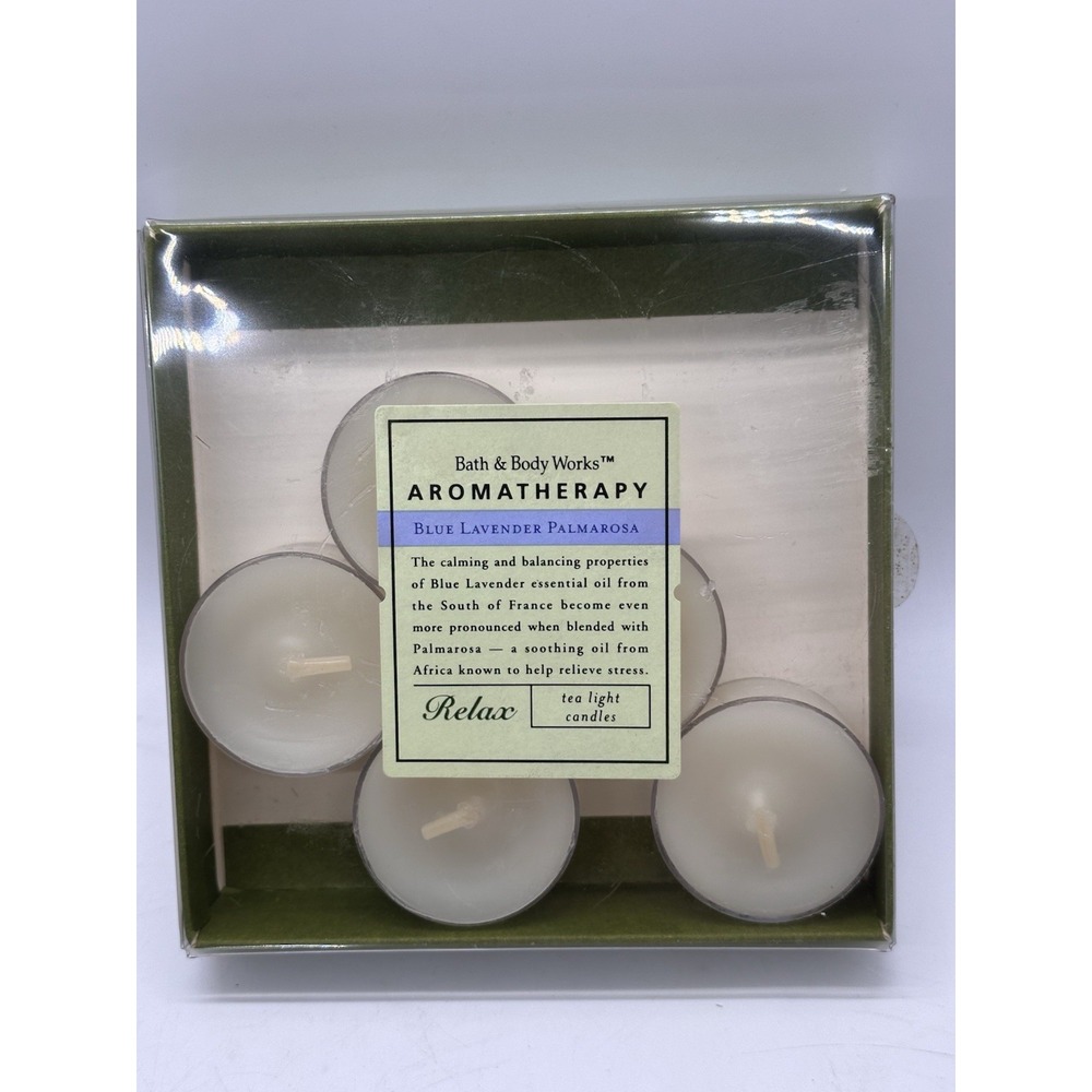 Bath & Body Works Aromatherapy Blue Lavender Palmarosa Tea Lights Set of 5